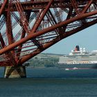 mv Queen Elizabeth anchoring near Edinburgh