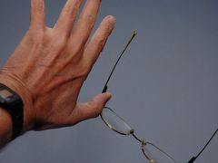 My hand and glasses