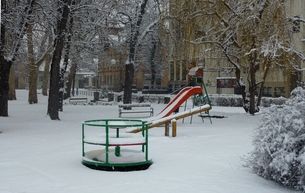 My hometown: Playground in the snow