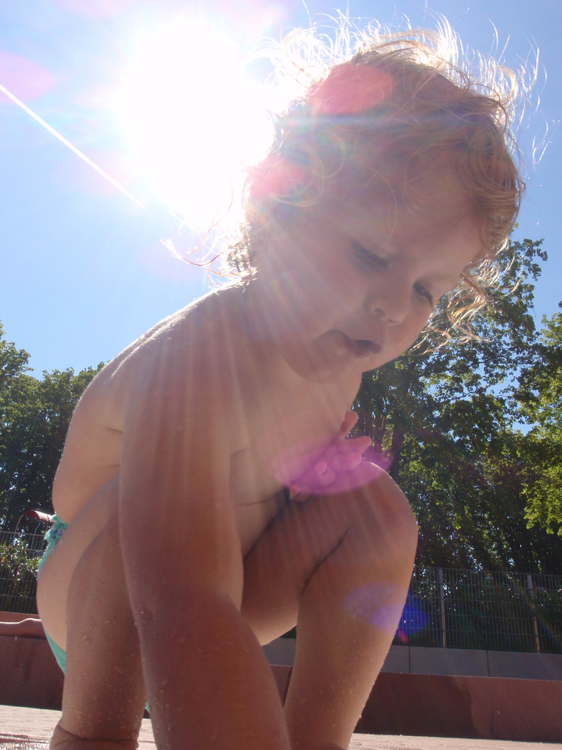 my kid at the pool