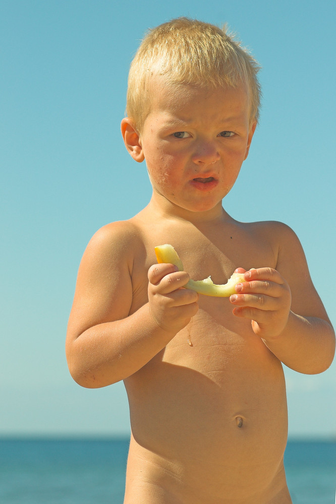 My son Leo at Lake Issyk-Kul, Kyrgyzstan