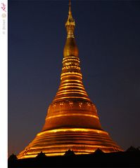 Myanmar 03: Shwedagon-Pagode nach Sonnenuntergang in Yangon ( Rangun )