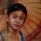 Myanmar Girl (with bamboo umbrella)