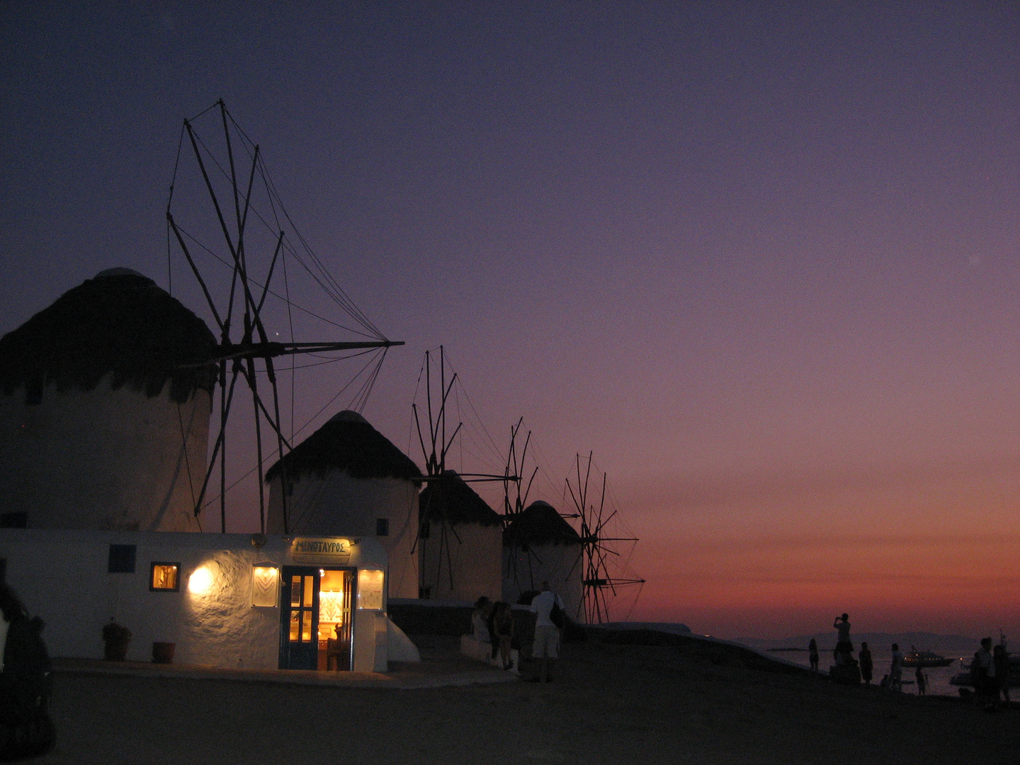 Mykonos Windmühlen im Sonnenuntergang