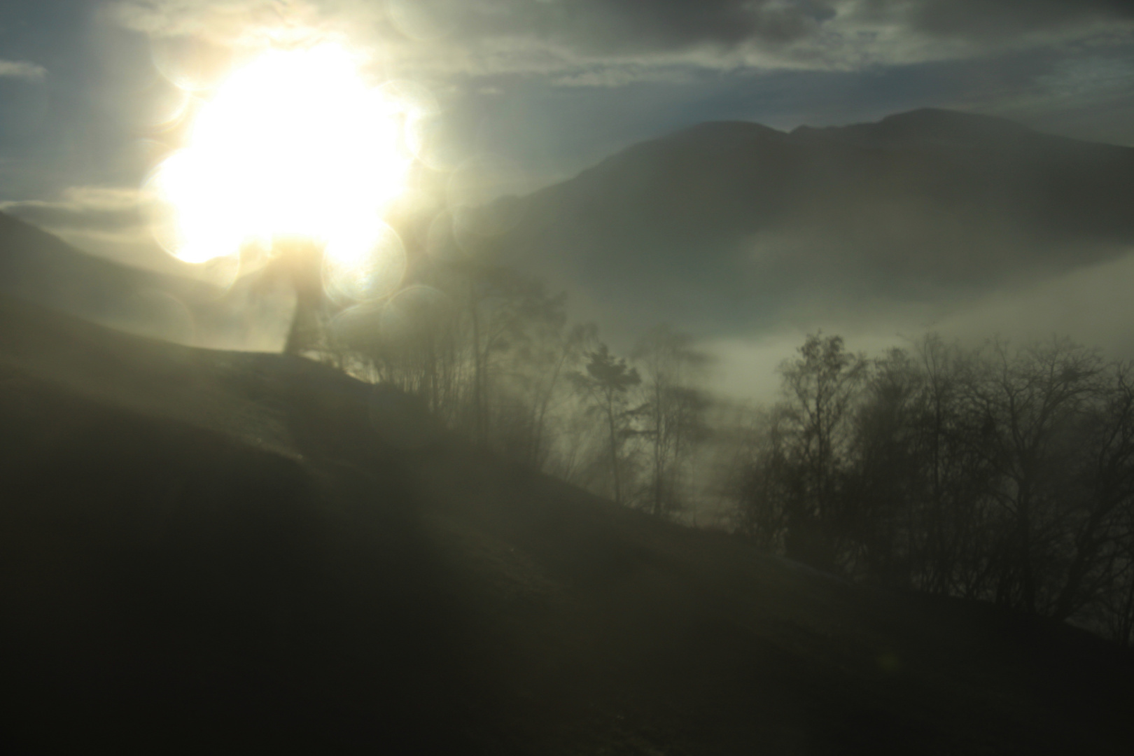 Mystische Landschaft im Nebel