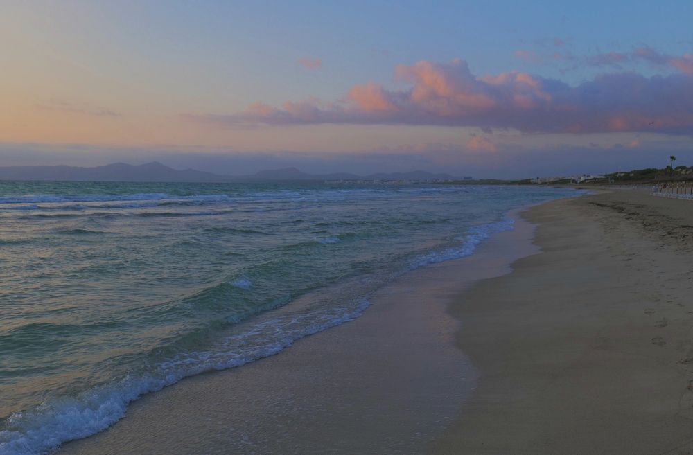 nach vier Jahren wieder auf Mallorca, Morgenstimmung an der Playa de Muro