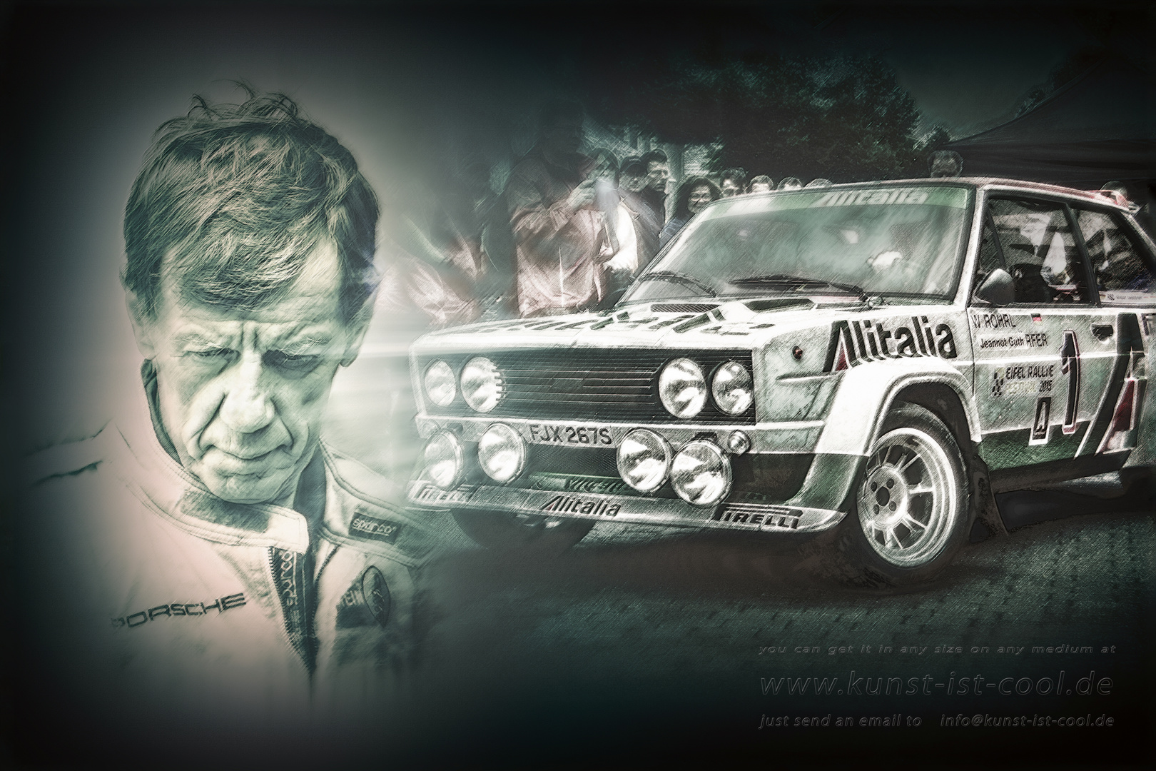 nachdenklicher Walter Röhrl mit dem Fiat 131