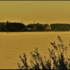 Nachglühen des Sonnenuntergangs am Rhein