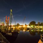 Nacht am Hafen in Wieck ohne Klappbrücke