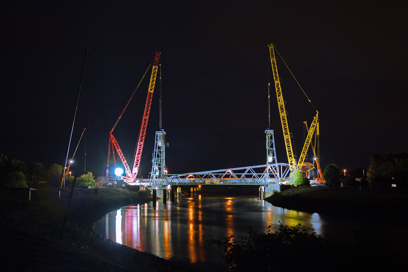 Nachtarbeit Hubbrücke Huntebrück 