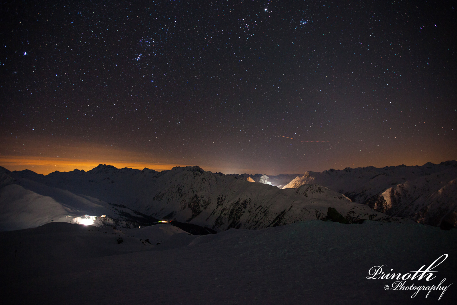 Nachtaufnahme aus der Silvretta Ski Arena