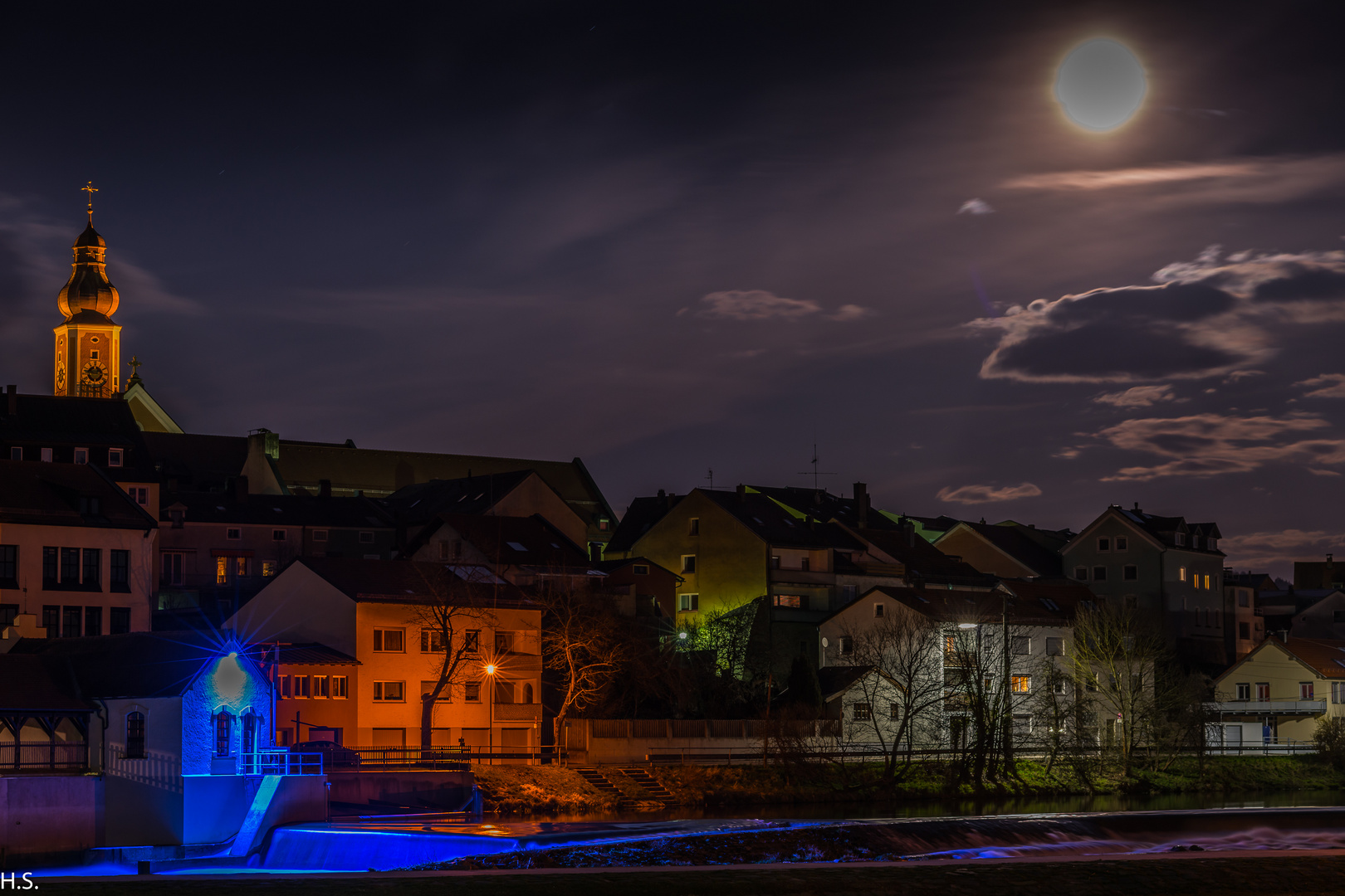 Nachtaufnahme Cham bei Vollmond