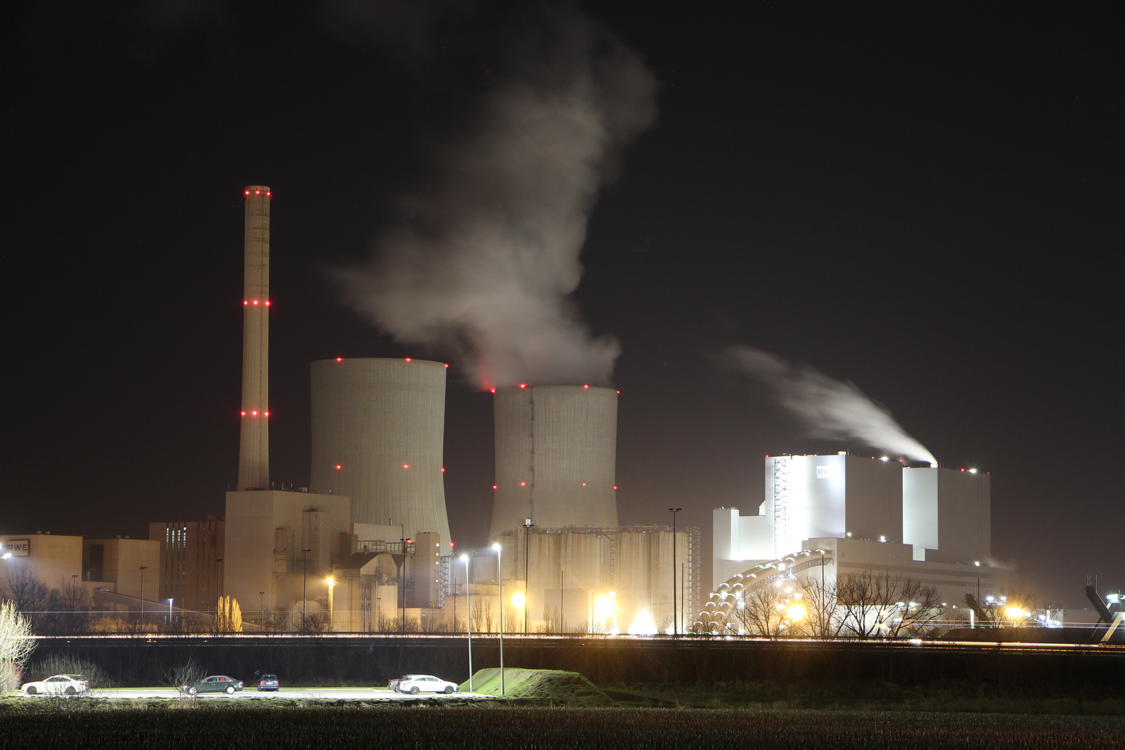 Nachtaufnahmen mit Stativ Kohlekraftwerk Uentrop 023