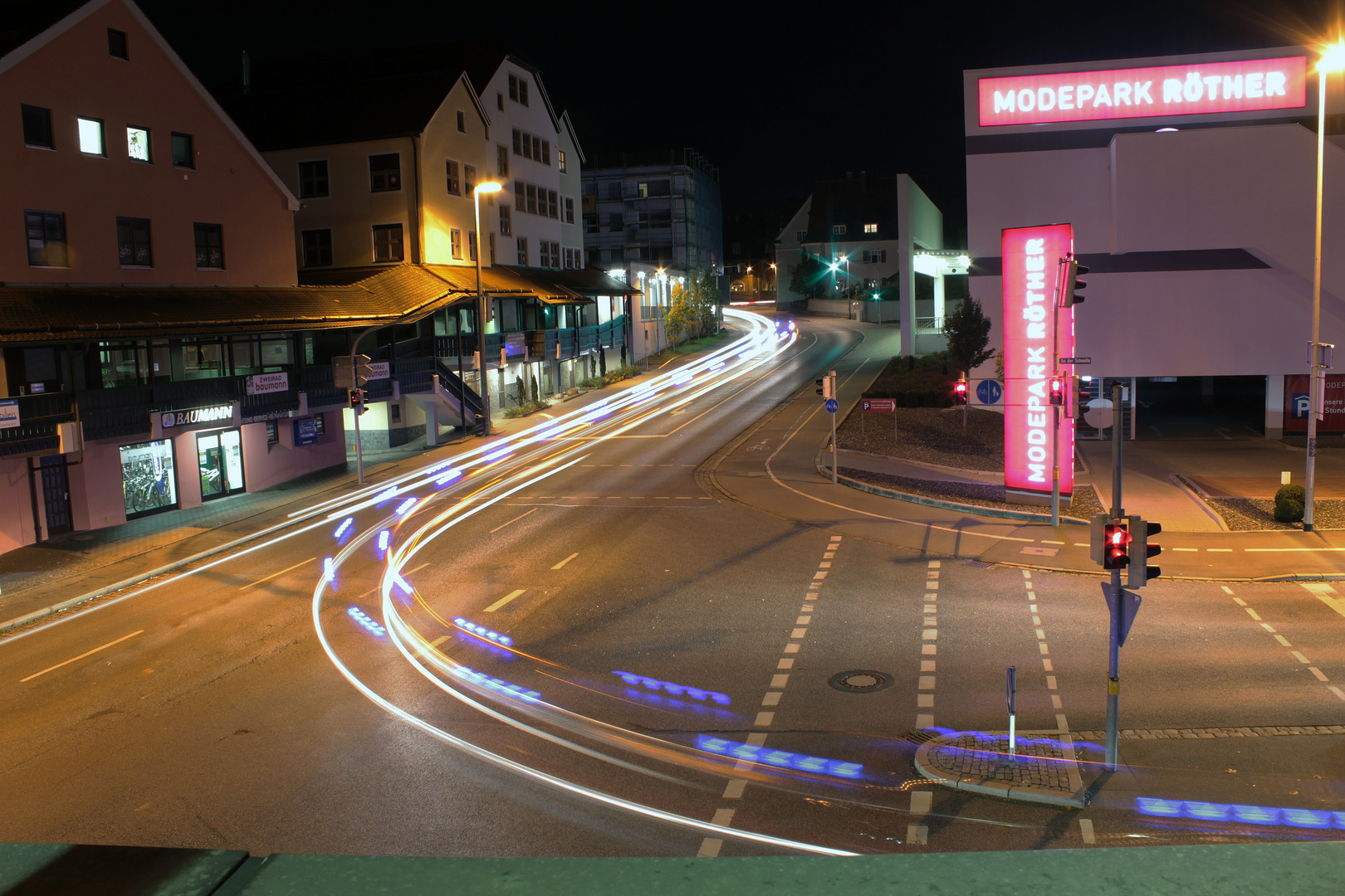 Nachtbild Straße Kaufbeuren