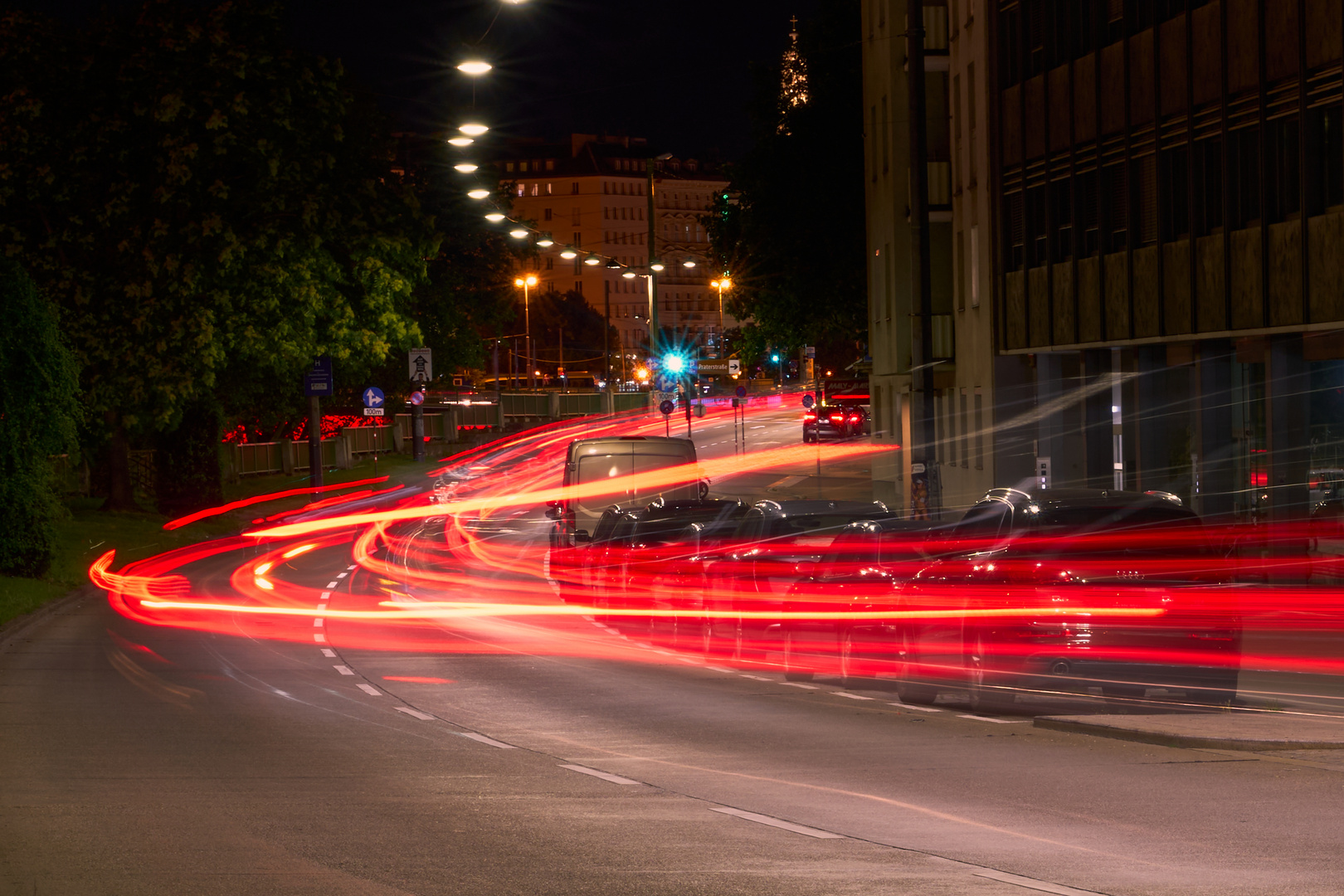 Nachtfotografie Fischergasse Verkehr