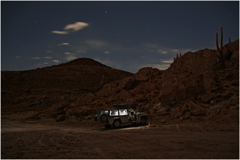 - Nachtlager an der Isla de Pesca, Salar de Uyuni, Bolivien -