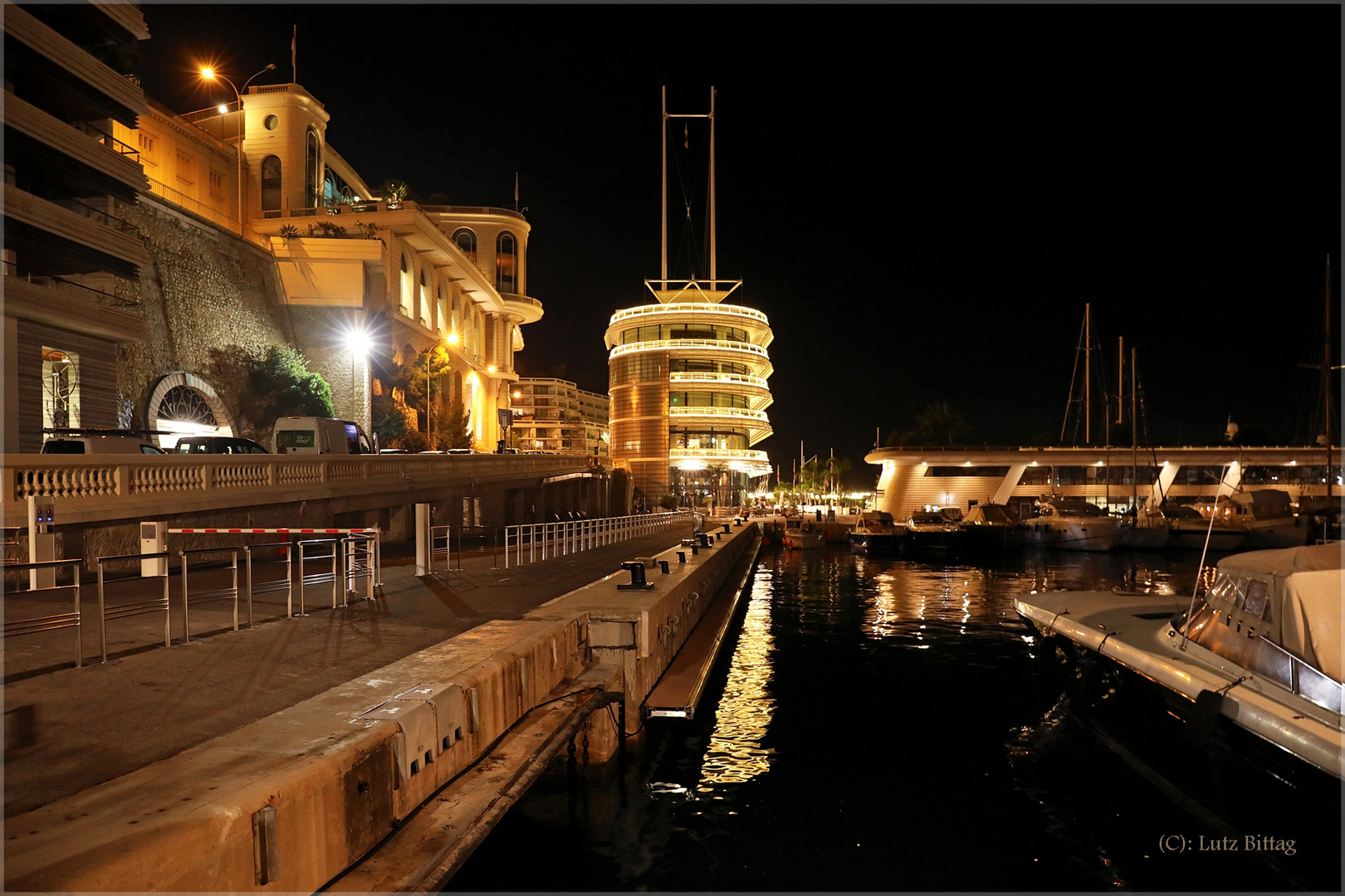 Nachts am Port Hercule in Monaco