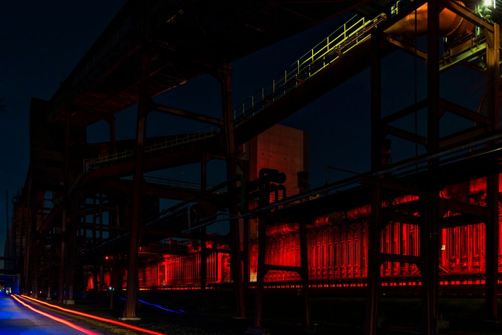 nachts auf Zollverein in der Kokerei unterwegs