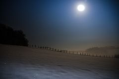 Nachts bei Vollmond und -7 Grad im Bergischen Land