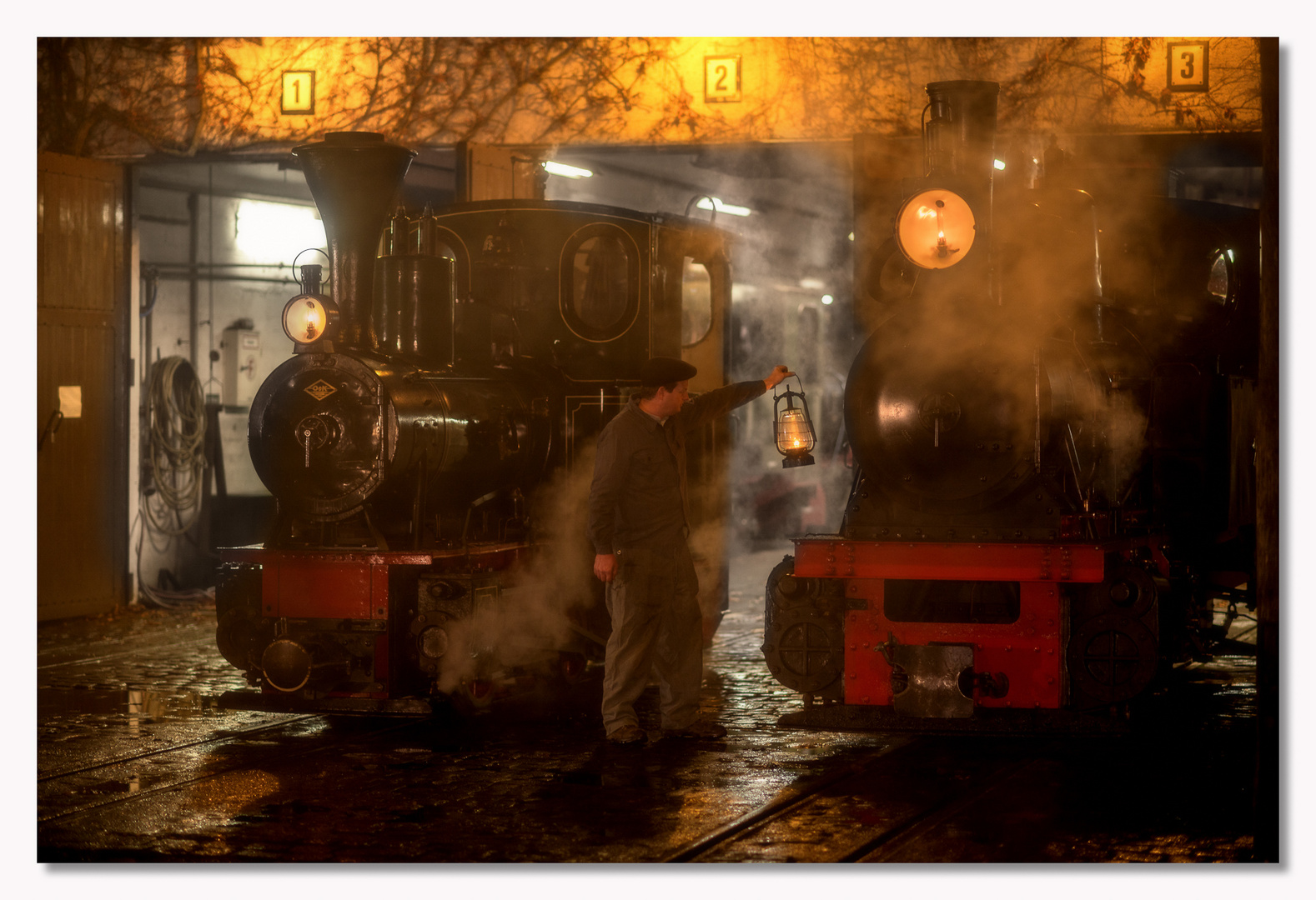 Nachts im Frankfurter Feldbahnmuseum