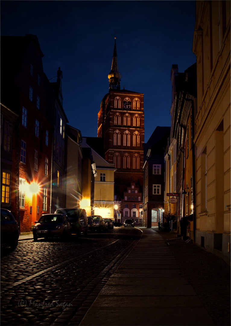 Nachts, in den Strassen der Hansestadt Stralsund