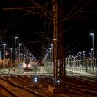 Nachts, vor Leipzigs Bahnhofeinfahrt