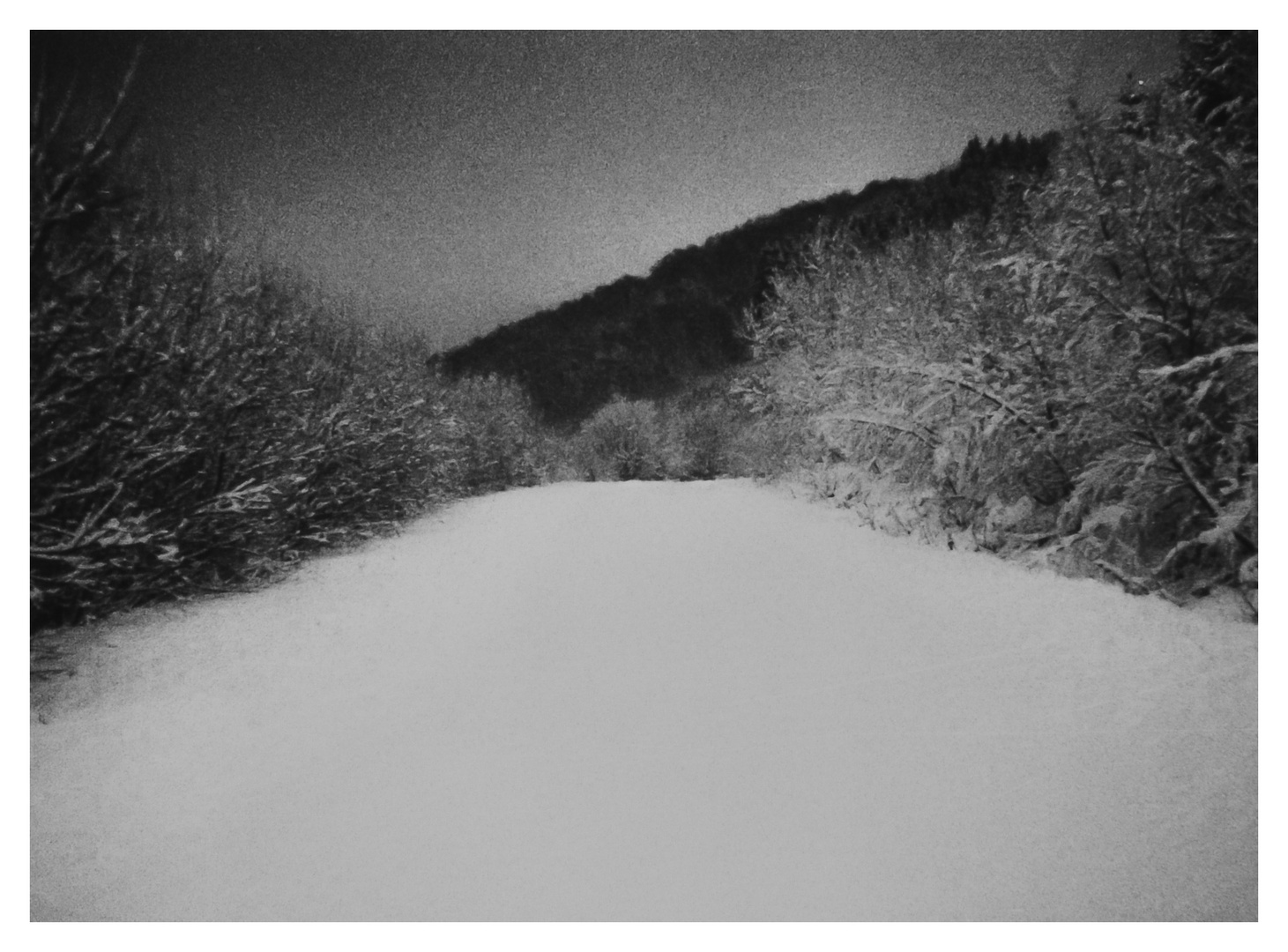 Nachtspaziergang bei Neuschnee