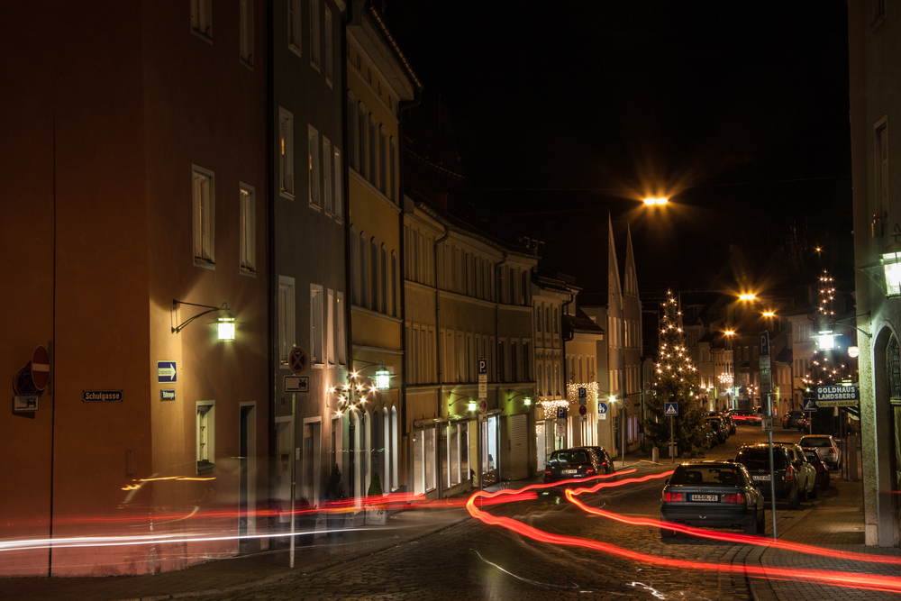 Nachtspaziergang mit Stativ in Landsberg am Lech