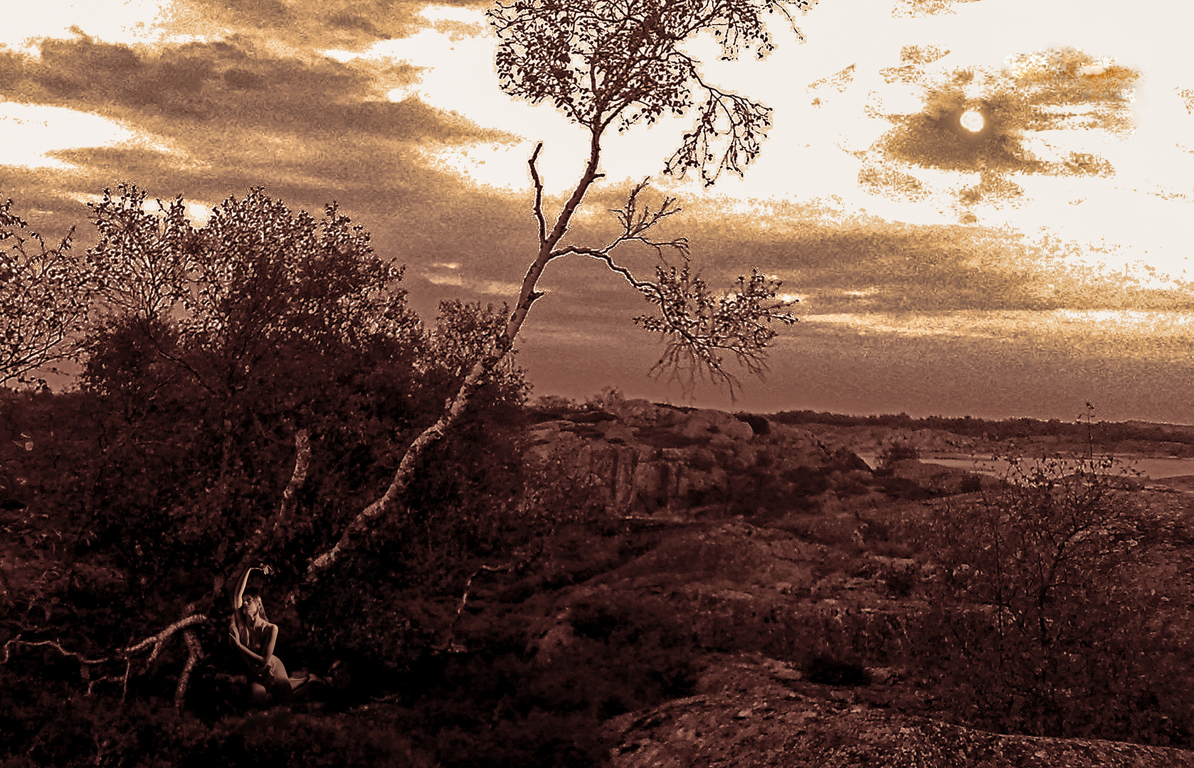 Naechtliche Landschaft mit der Nymphe