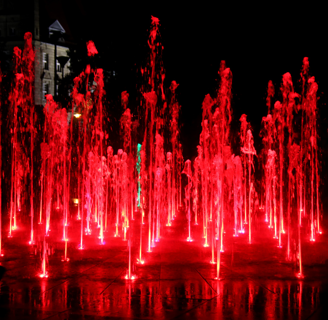 Nächtliche Wasserspiele in Torun (Thorn)