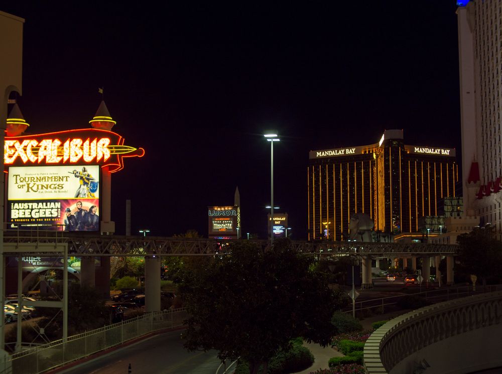 Nächtlicher Blick auf das Mandalay Bay 