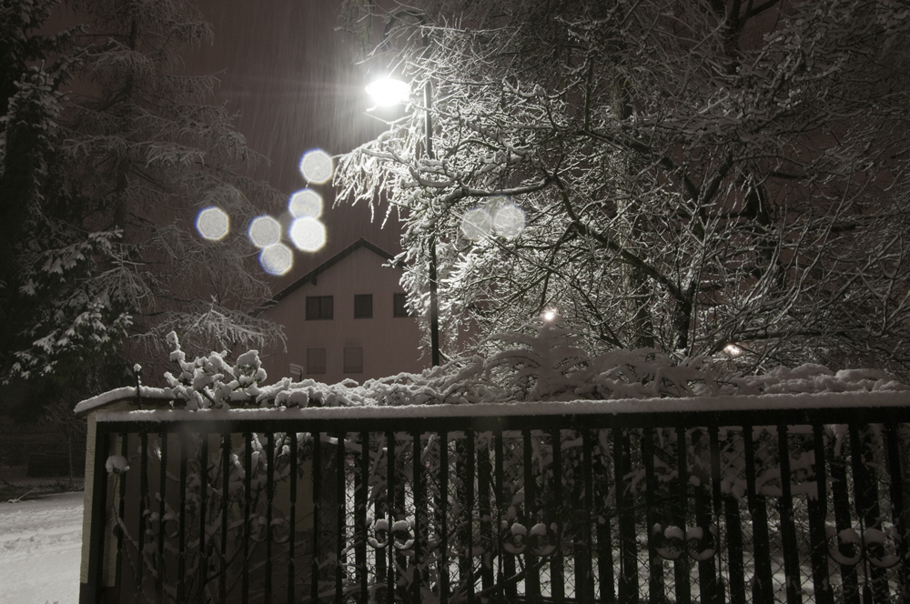 Nächtliches Schneetreiben