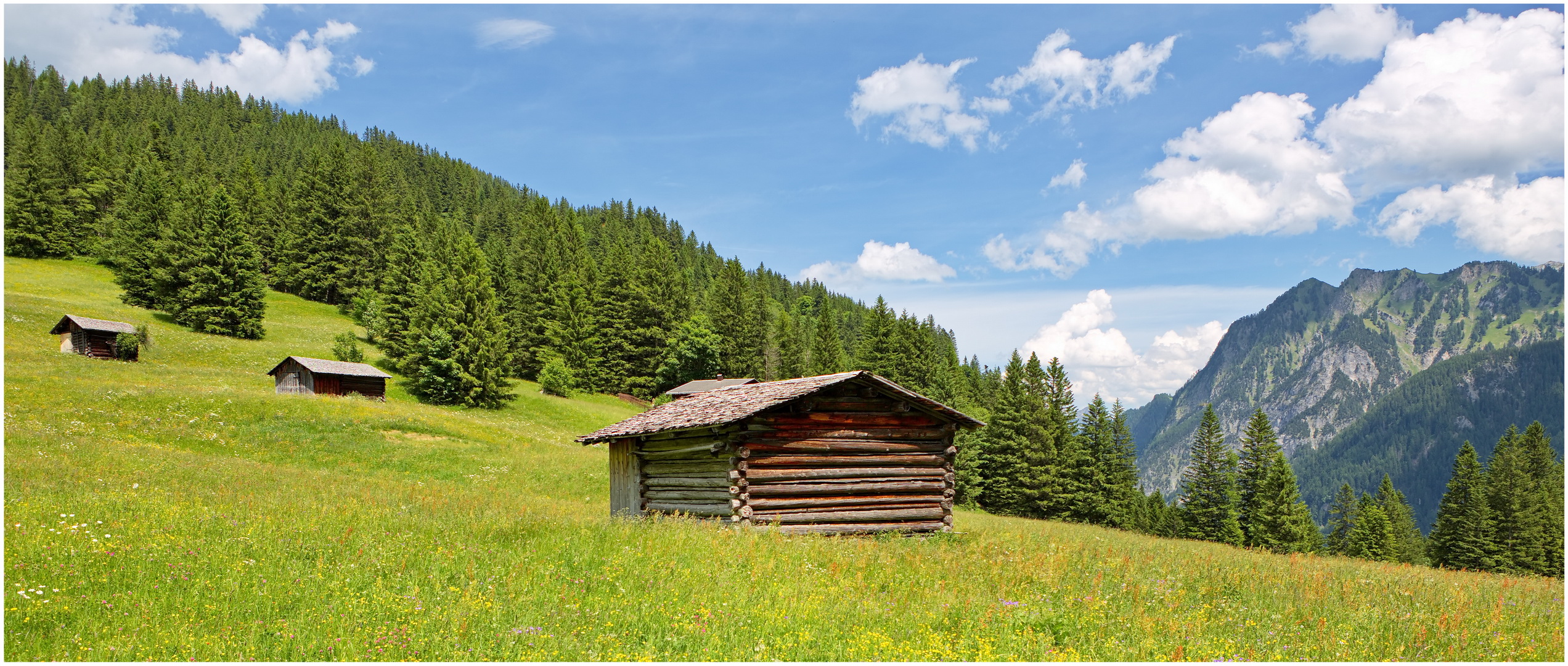 Nähe untere Brüggele-Alpe 2021-06-27 Hütten