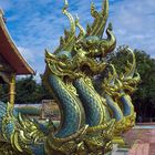 Naga snake heads at the temple entrance