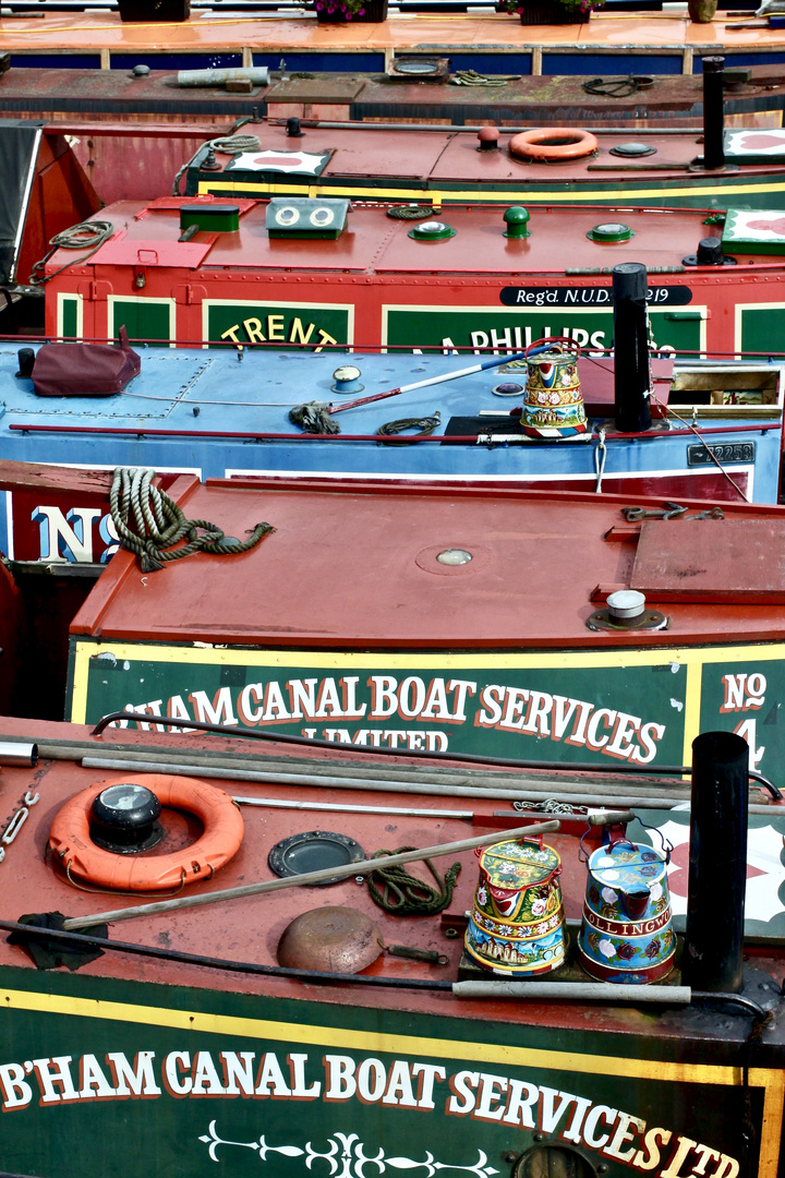 Narrowboats, Gas Street Basin, Birmingham, UK