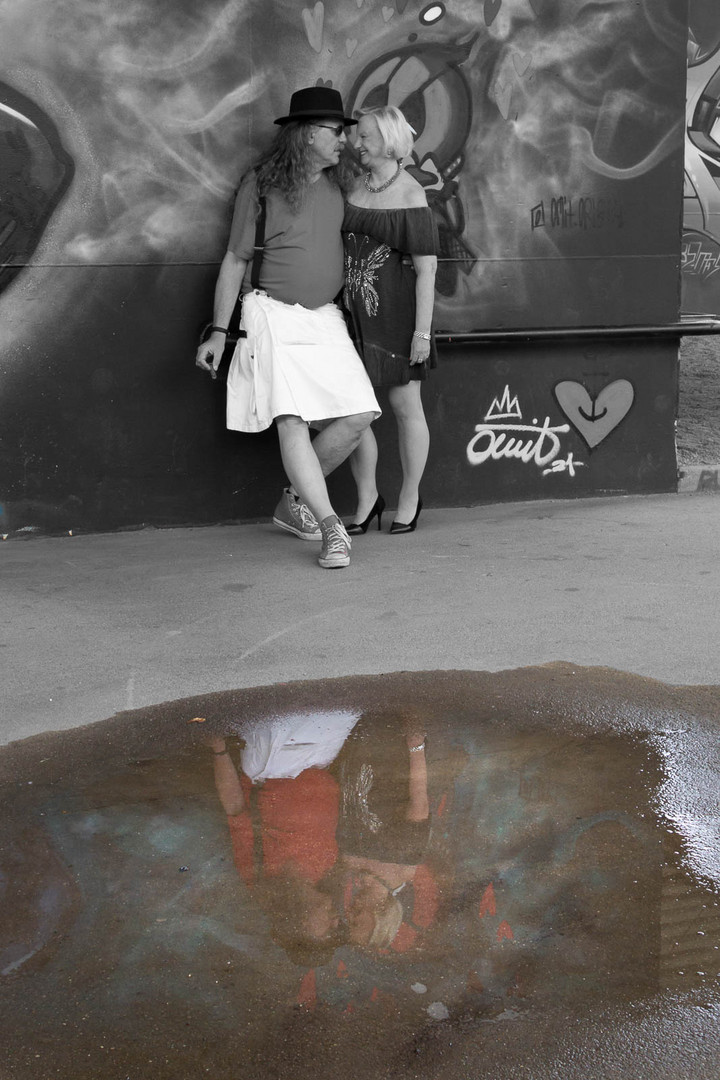 Natural mirror in the puddle