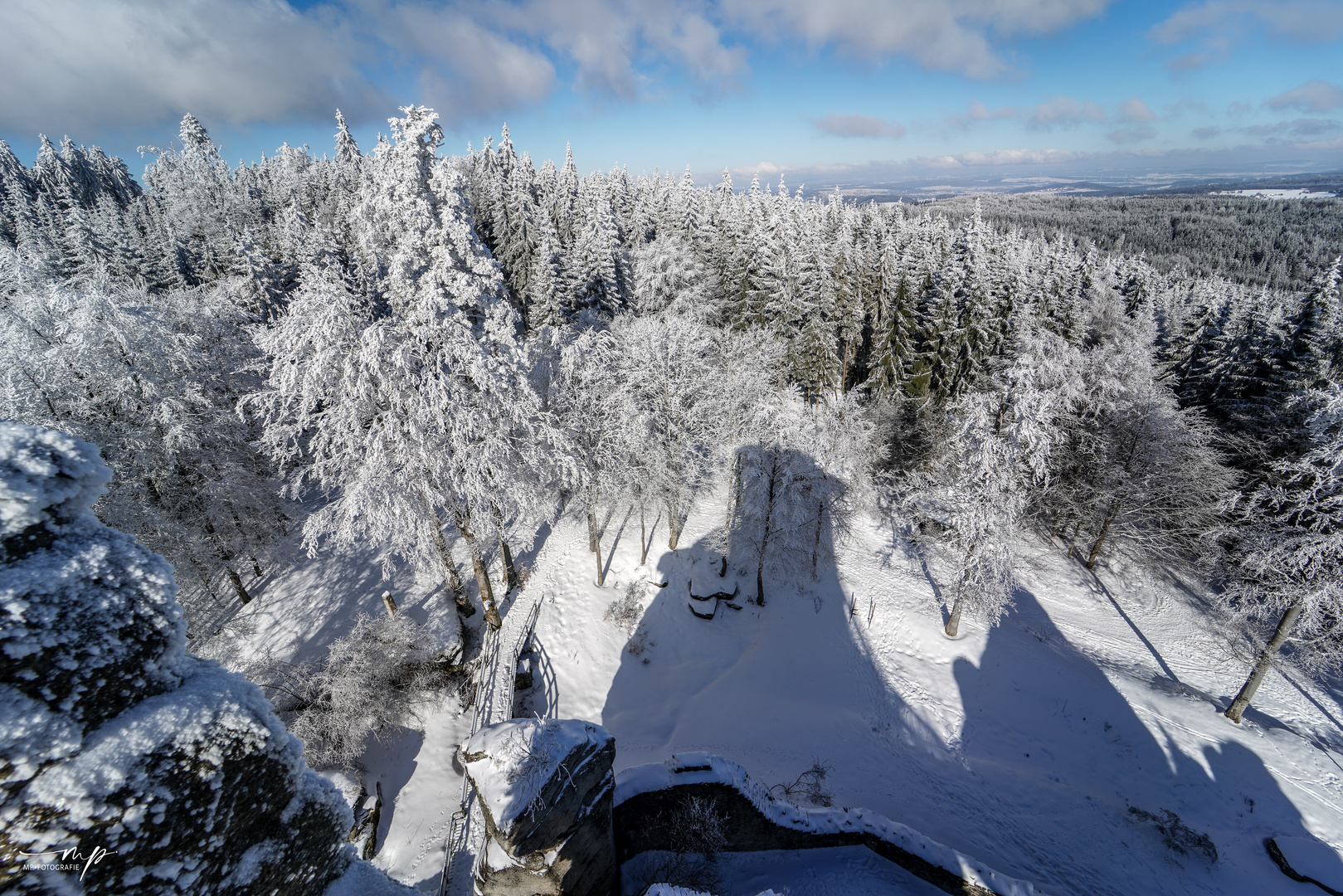 Naturpark Steinwald im Winter auf der "Burgruine Weissenstein"