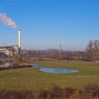 Naturschutzgebiet in der Lippeaue mit Müllverbrennungsanlage