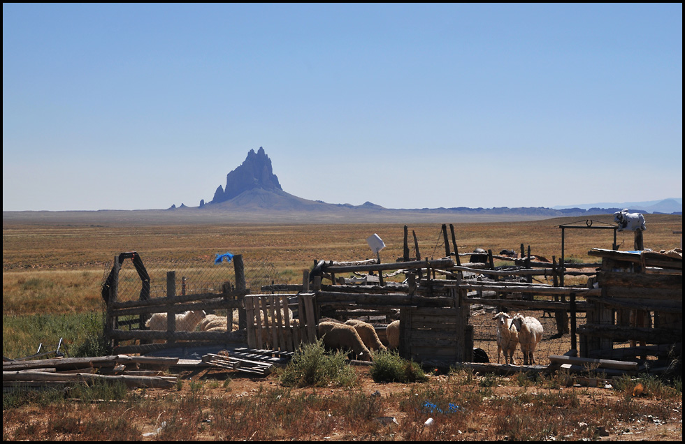Navajo Gehöft mit Shiprock