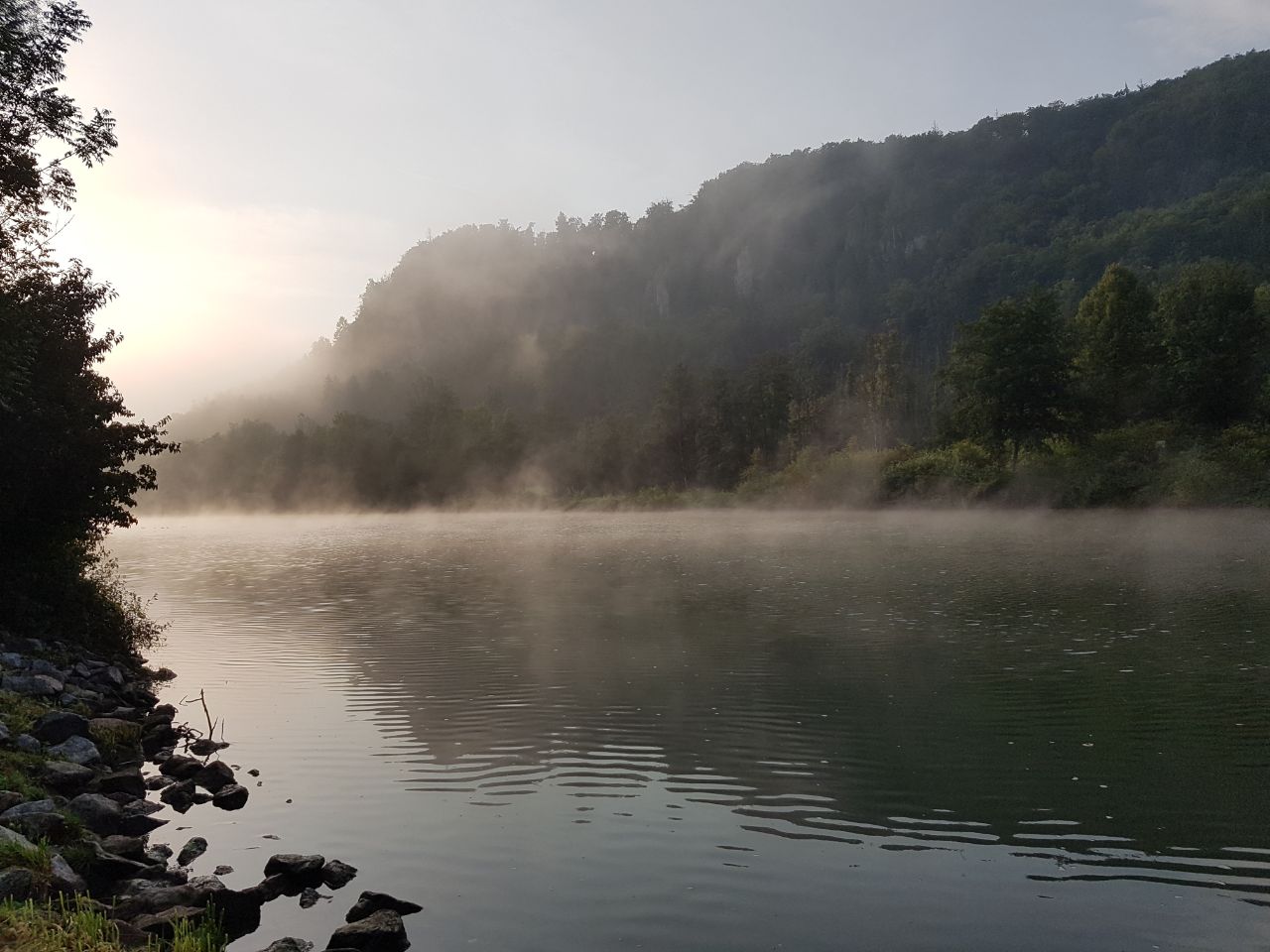 Nebel am Fuße des Kloster Weltenburg