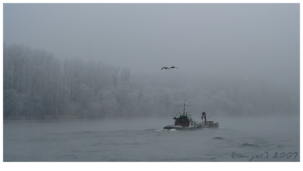 Nebel am Rhein bei Karlsruhe