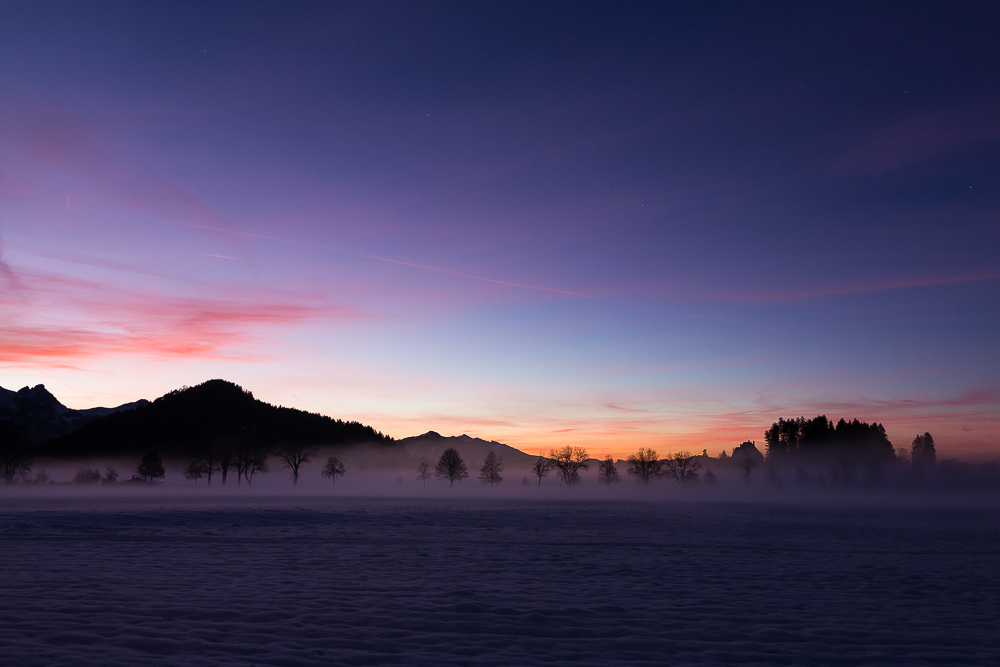 Nebel im Abendrot