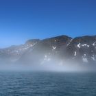 Nebel im Fjord von Spitzbergen