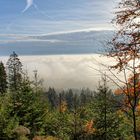 Nebel in den Tälern und Sonnenschein auf den Höhen des Steinwaldes