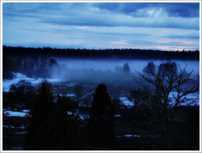 Nebel in der Abenddämmerung