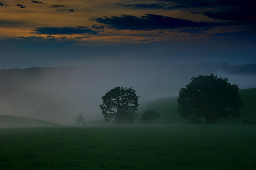 Nebel nach Sonnenuntergang