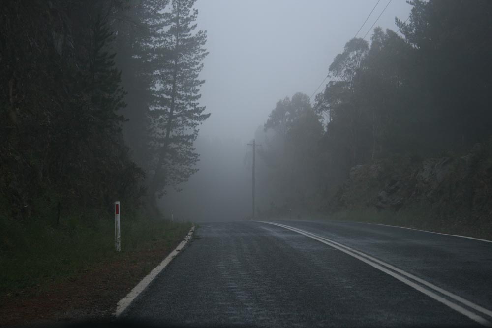 Nebel Straßen in den Blue Mountains