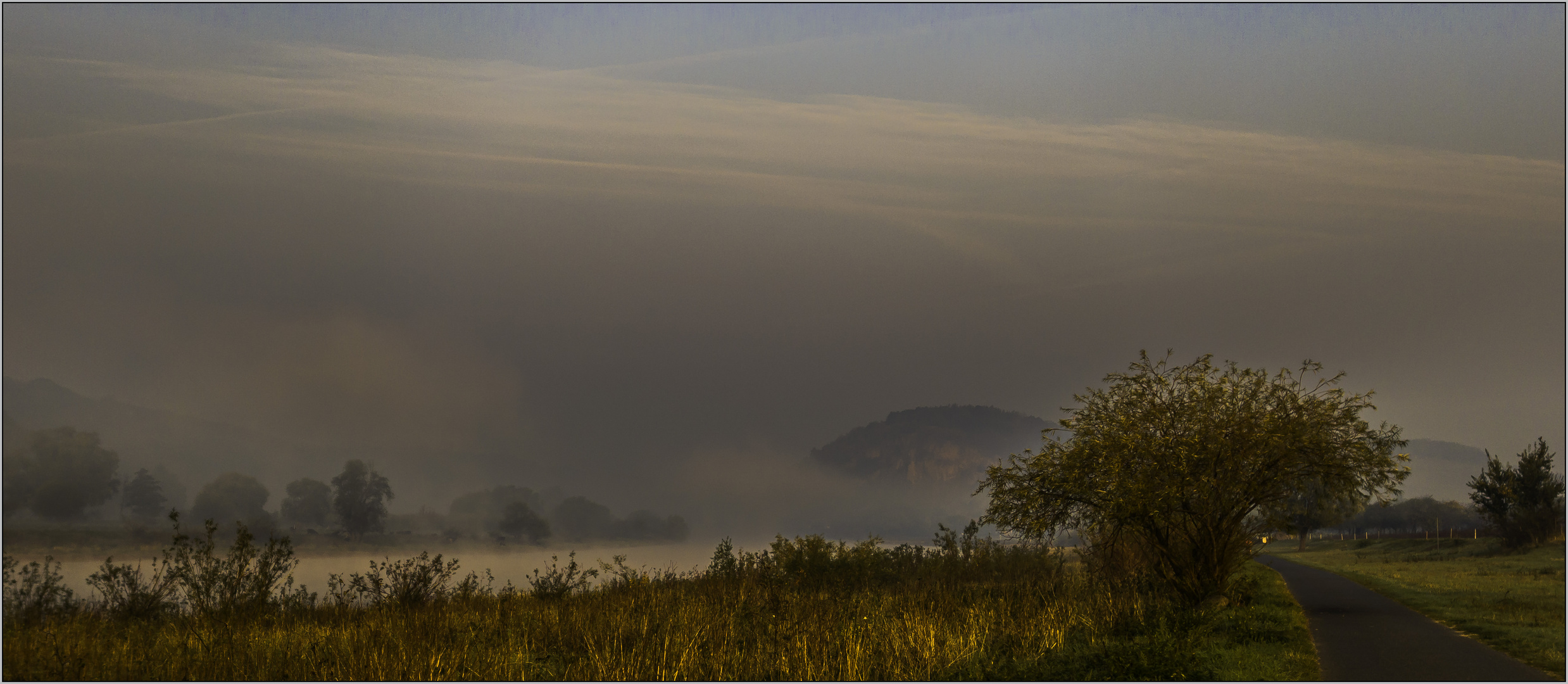 Nebel über dem Fluß