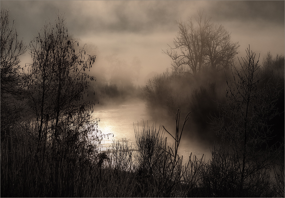 Nebel über dem Fluss