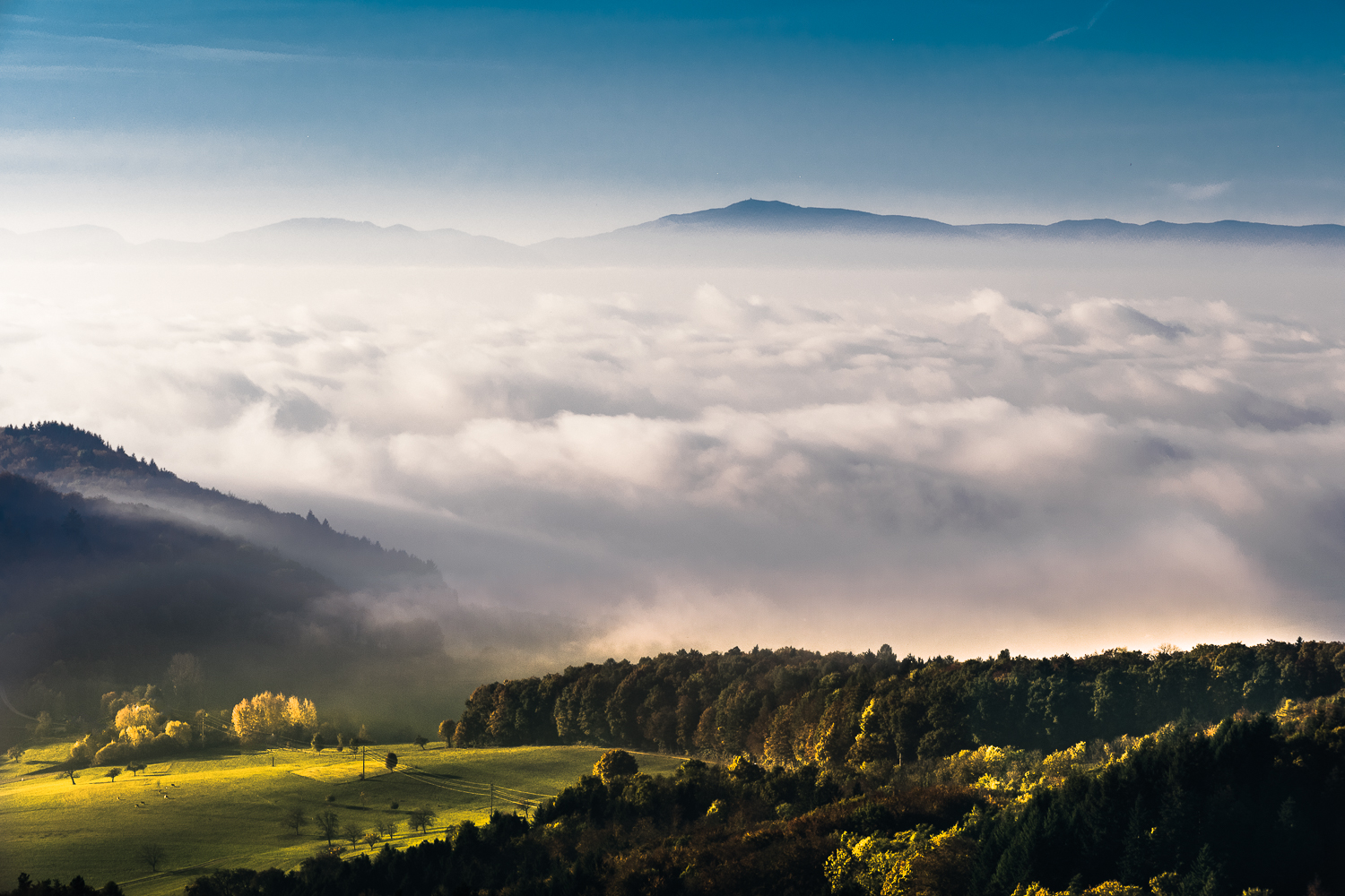 Nebel über dem Markgräfler Land und dem Elsass